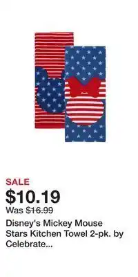 Kohl's Disney's mickey mouse stars kitchen towel 2-pk. by celebrate together™ americana offer