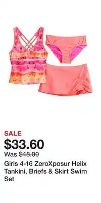 Kohl's Girls 4-16 zeroxposur helix tankini, briefs & skirt swim set offer