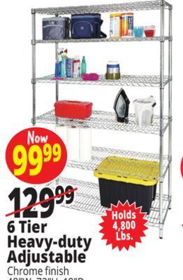 Ocean State Job Lot 6-tier heavy-duty adjustable wire shelving offer