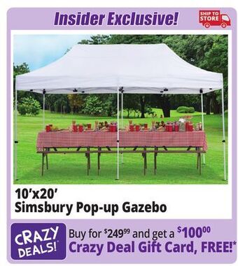 Ocean State Job Lot Simsbury 10' x 20' one-touch pop-up gazebo offer