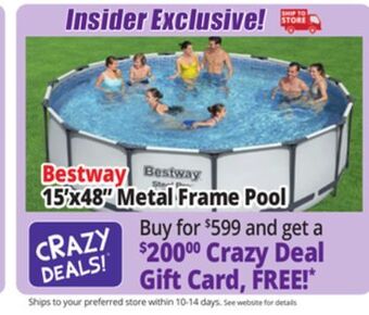 Ocean State Job Lot Bestway 15' x 48 steel pro max above ground pool set offer