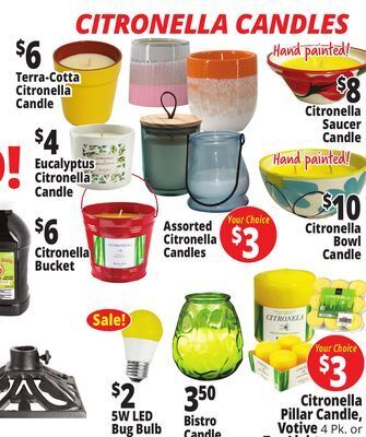 Ocean State Job Lot Citronella candles offer