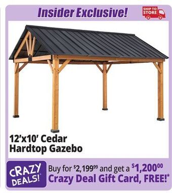 Ocean State Job Lot 12' x 10' cedar framed pavilion offer