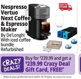 Ocean State Job Lot Nespresso vertuo next coffee and espresso maker by de'longhi with iced coffee bundle (certified refurbished) offer