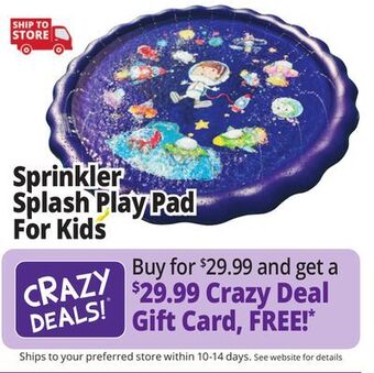 Ocean State Job Lot Sprinkler splash play pad for kids, 67 offer