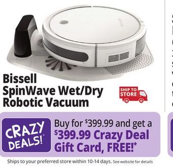 Ocean State Job Lot Bissell spinwave wet and dry robotic vacuum offer