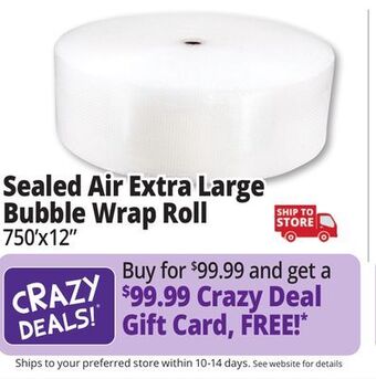 Ocean State Job Lot Sealed air extra large 750 ft. bubble wrap roll offer