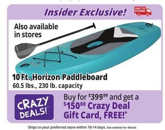 Ocean State Job Lot Lifetime horizon 10' stand up paddleboard offer