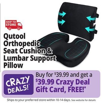 Ocean State Job Lot Qutool orthopedic seat cushion & lumbar support pillow offer