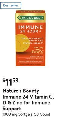 Walmart Nature's bounty immune 24 vitamin c, d & zinc for immune support offer
