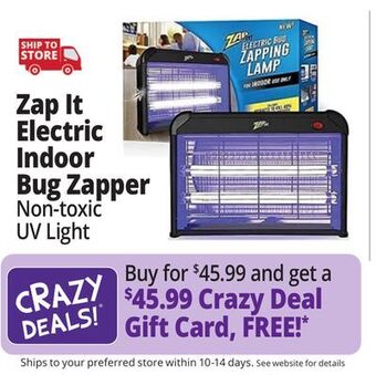 Ocean State Job Lot Zap it! electric indoor bug zapper with non-toxic attractant uv light and electric shock offer