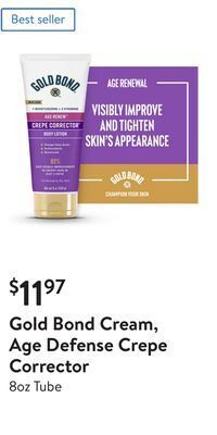 Walmart Gold bond cream, age defense crepe corrector offer