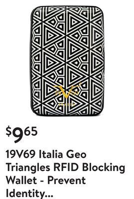 Walmart 19v69 italia geo triangles rfid blocking wallet - prevent identity theft offer