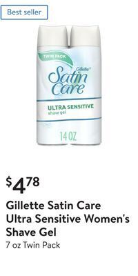 Walmart Gillette satin care ultra sensitive women's shave gel offer