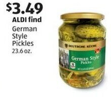 Aldi German Style Pickles 23.6 oz. offer