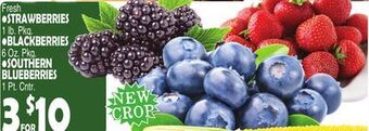 Bravo Supermarkets • strawberries 1 lb. pkg. • blackberries 6 oz. pkg. • southern blueberries 1 pt. cntr. offer