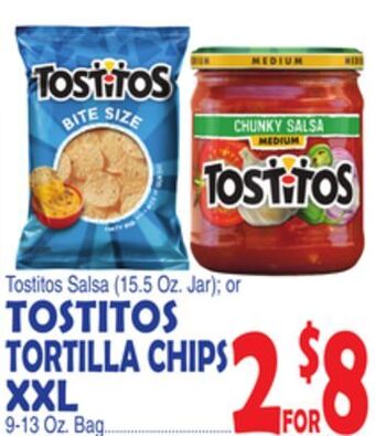 Bravo Supermarkets Tostitos tortilla chips xxl, 9-13 oz. bag offer