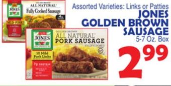Bravo Supermarkets Jones golden brown sausage offer