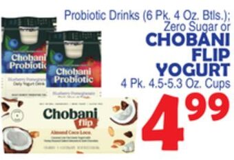 Bravo Supermarkets Chobani flip yogurt 4 pk. 4.5-5.3 oz. cups offer