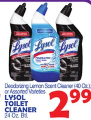 Bravo Supermarkets Lysol toilet cleaner, 24 oz. btl offer