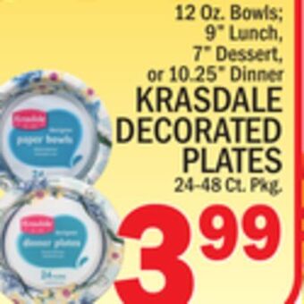 C Town Krasdale decorated plates 24-48 ct. pkg. offer