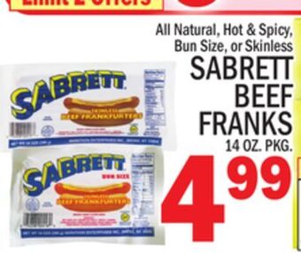 C Town Sabrett beef franks offer