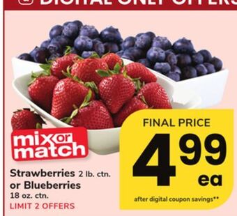 ACME Strawberries 2 lb. ctn. or blueberries 18 oz. ctn. offer