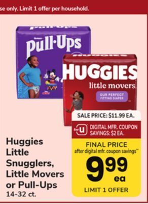 ACME Huggies little snugglers, little movers or pull-ups offer