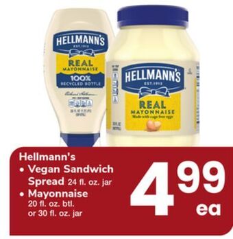 ACME Hellmann's • vegan sandwich spread 24 fl. oz. jar • mayonnaise 20 fl. oz. btl. or 30 fl. oz. jar offer