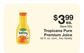 Fairway Store Market Tropicana pure premium juice offer