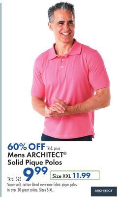 Boscov's Mens architect® solid pique polos offer