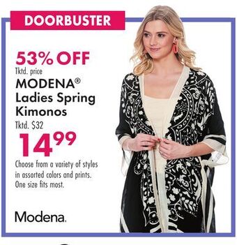 Boscov's Modena® ladies spring kimonos offer