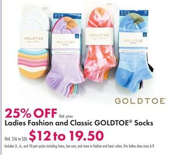 Boscov's Ladies fashion and classic goldtoe® socks offer