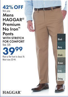 Boscov's Mens haggar® premium no iron™ pants offer