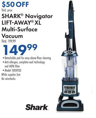 Boscov's Shark® navigator lift-away® xl multi-surface vacuum offer