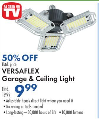 Boscov's Versaflex garage & ceiling light offer