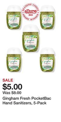 Bath & Body Works Gingham fresh pocketbac hand sanitizers, 5-pack offer
