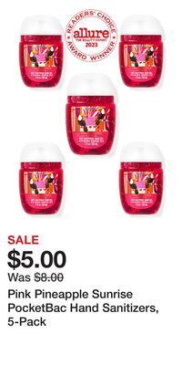 Bath & Body Works Pink pineapple sunrise pocketbac hand sanitizers, 5-pack offer