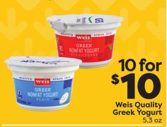 Weis Markets Weis quality greek yogurt offer