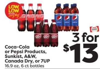 Weis Markets Coca-cola or pepsi products, sunkist, a & w, canada dry, or 7up offer
