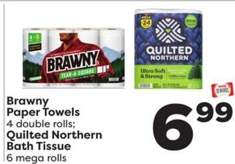 Weis Markets Brawny paper towels 4 double rolls quilted northern bath tissue 6 mega rolls offer