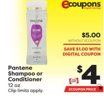 Weis Markets Pantene shampoo or conditioner offer