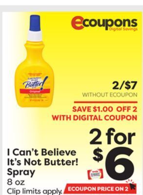 Weis Markets I can't believe it's not butter! spray offer