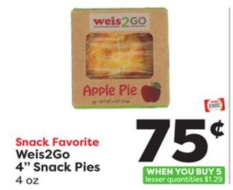 Weis Markets Weis2go 4 snack pies offer