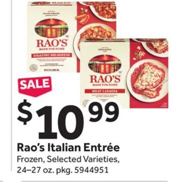 Stop&Shop Rao's italian entrée offer