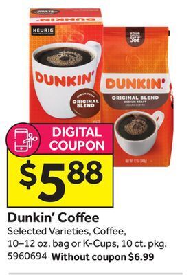 Stop&Shop Dunkin' coffee offer