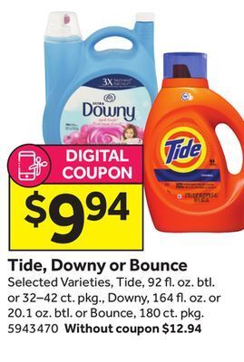Stop&Shop Tide, downy or bounce offer