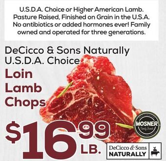 DeCicco & Sons Decicco & sons naturally u.s d. a. choice loin lamb chops offer