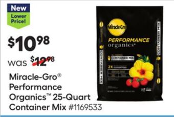 Lowe's Miracle-gro® performance organics™ 25-quart container mix offer