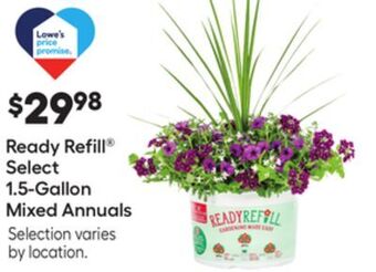 Lowe's Ready refill® select 1.5-gallon mixed annuals offer
